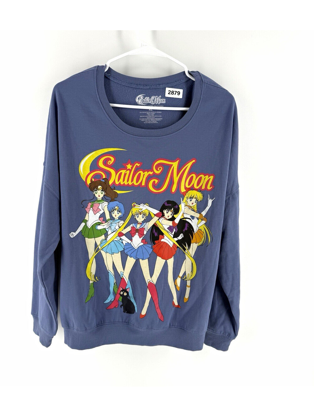 Sailor Moon Blue Graphic Print Crew Neck Pullover Sweatshirt Womens XL